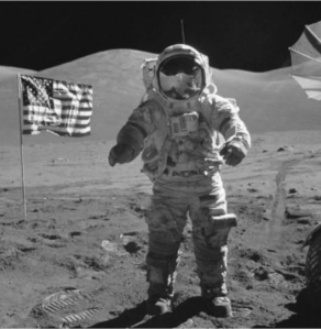 Neil Armstrong on the Moon.