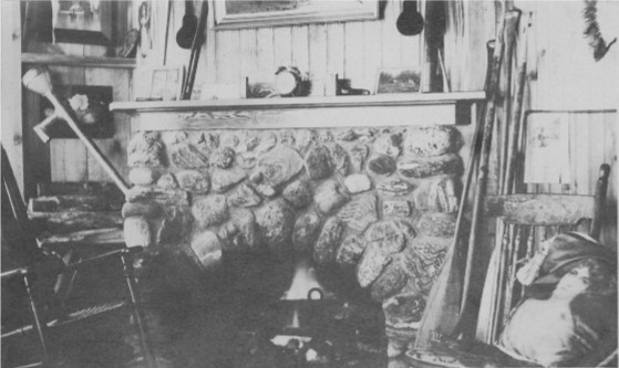 A fireplace in a cottage on the North Shore of Cobbett's Pond