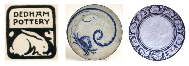 The ubiquitous Dedham pottery rabbit plate and other Dedham pottery items. 