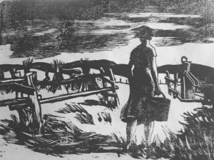 “In the print, Red showed his 19 year old bride walking through the fields in need of water for the strawberry plants. Life so naturally blended with the practical needs of family, that, over time, the gardens expanded, livestock increased, a new farm was bought, and five children were born. Her sole indulgence were flowers, wild and cultivated, where she found beauty after hours of toiling.” On their fiftieth wedding anniversary, Dad nicely summed up their life together when he gently said, ‘Could Not Be Better”. With a wide smile 